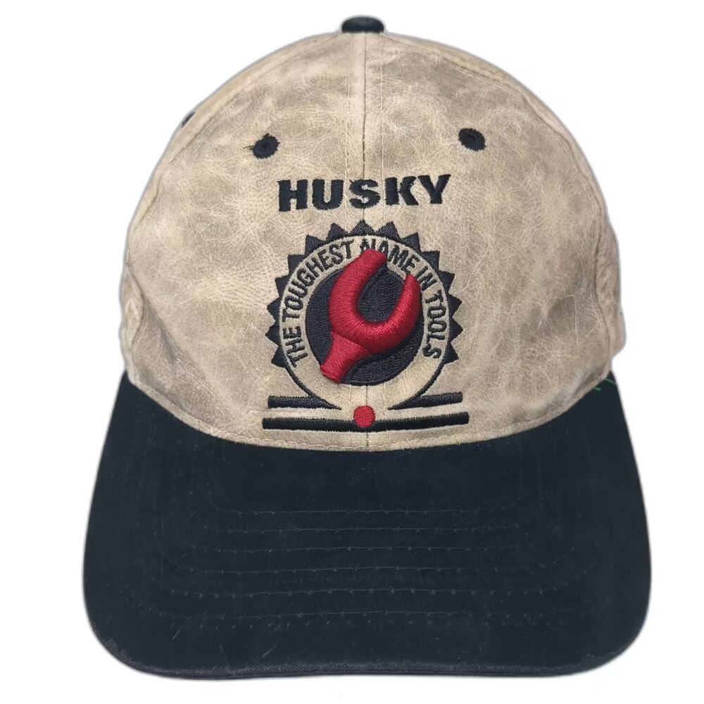 Husky Home Depot Baseball Cap Hat Beige Black Slideback OS Tool Logo Embroidered